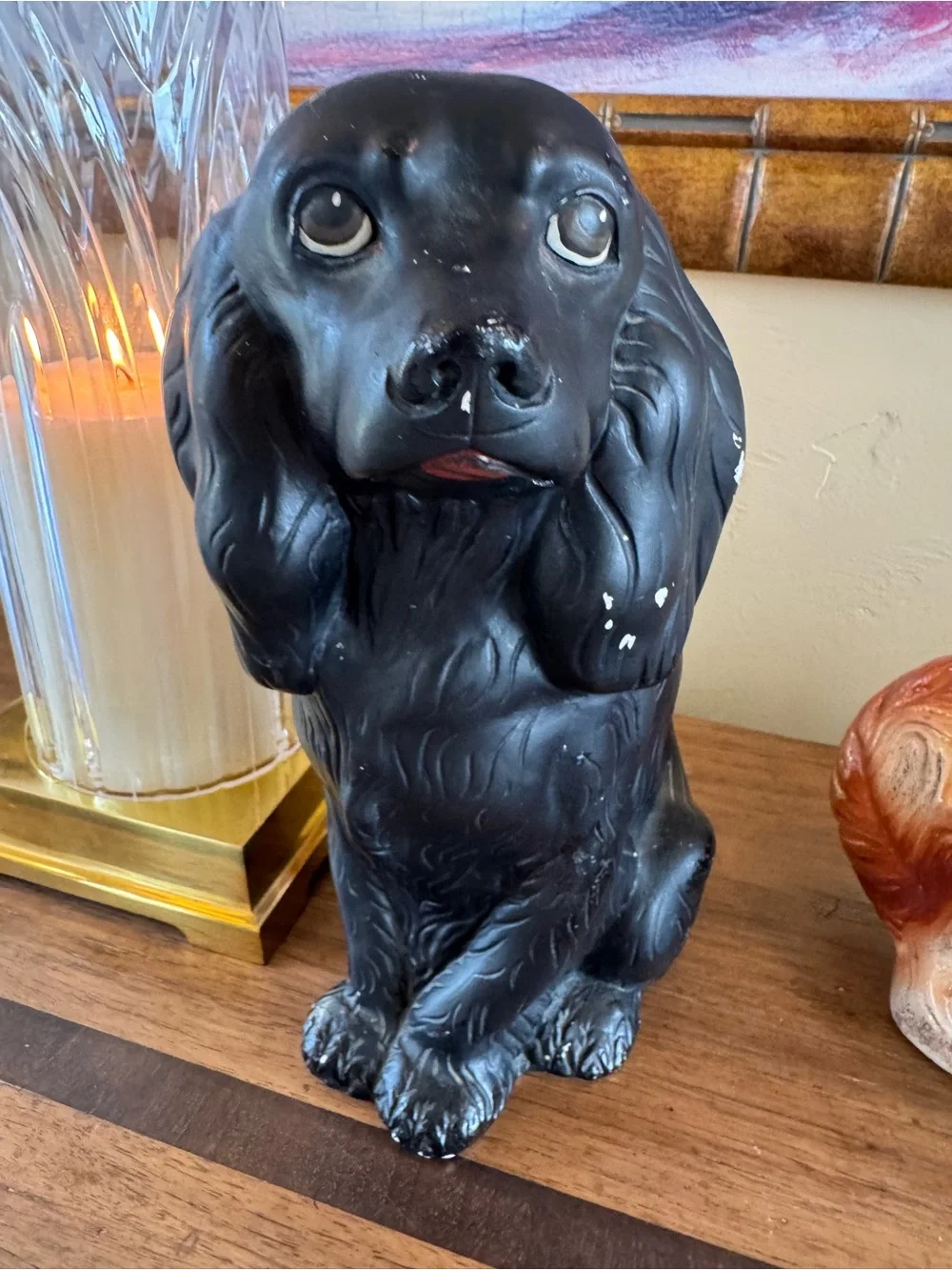 10” tall Black vintage Stafford Decorative Dog Figurine - Classic Pet Decor